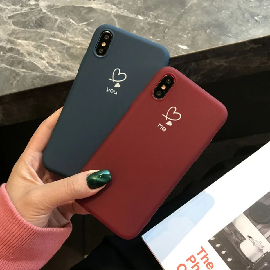 silicone case for iPhone 6 6Plus 6s 6sPlus 7 cover 7Plus 8 8Plus X XR XSMAX Soft TPU hearts pattern couple |
