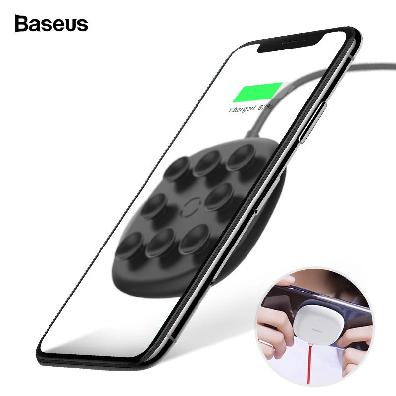 Беспроводное зарядное устройство Baseus с присоской для iPhone XR XS Max портативная