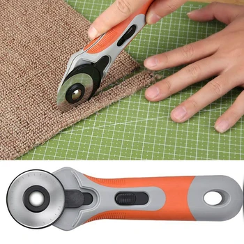

45mm Rotary Cutter 19.5*4.5cm With 10pcs Stainless Steel Blade Patchwork Sewing Quilting Fabric Cutting Leathercraft Tool