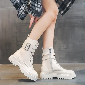 

Boots Martin Women's British Style 2020 Winter New Mid-tube Boots Women's Wild Thick-soled Motorcycle Short Boots Women