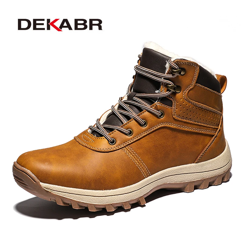 DEKABR/зимние теплые мужские ботинки из натуральной кожи на меху; мужские зимние ботинки ручной работы; водонепроницаемые рабочие ботильоны;
