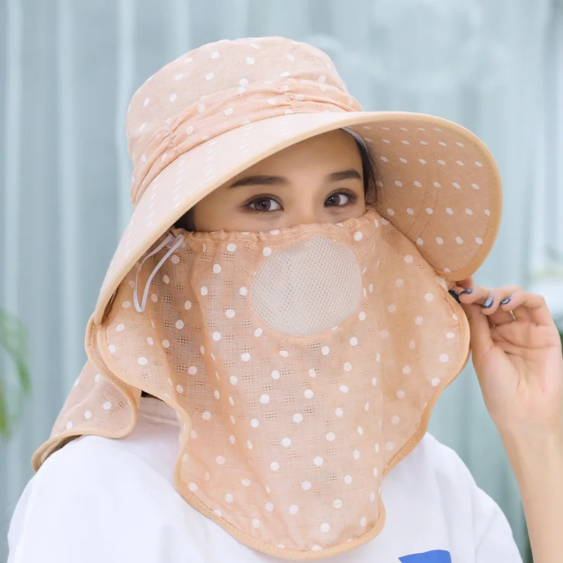 Detachable Female Summer Korean Version Empty Top Big Edge Anti Ultraviolet  Riding Sun Mask Hat summer hat visor hat summer