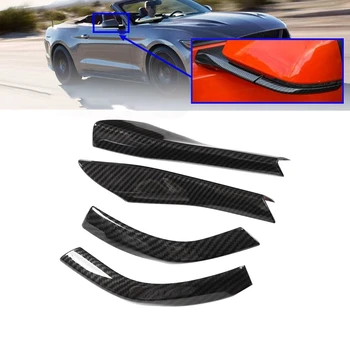 

NEW-4Pcs Carbon Fiber Rearview Side Mirror Base Cover Trim Decorations for Ford Mustang 2015-2020