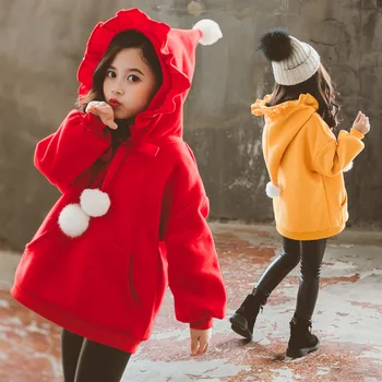 

Christmas Clothes Children Brushed And Thick Cute Hoodie 2019 Winter New Style Western Style Red Girl's Suit the First Year Serv