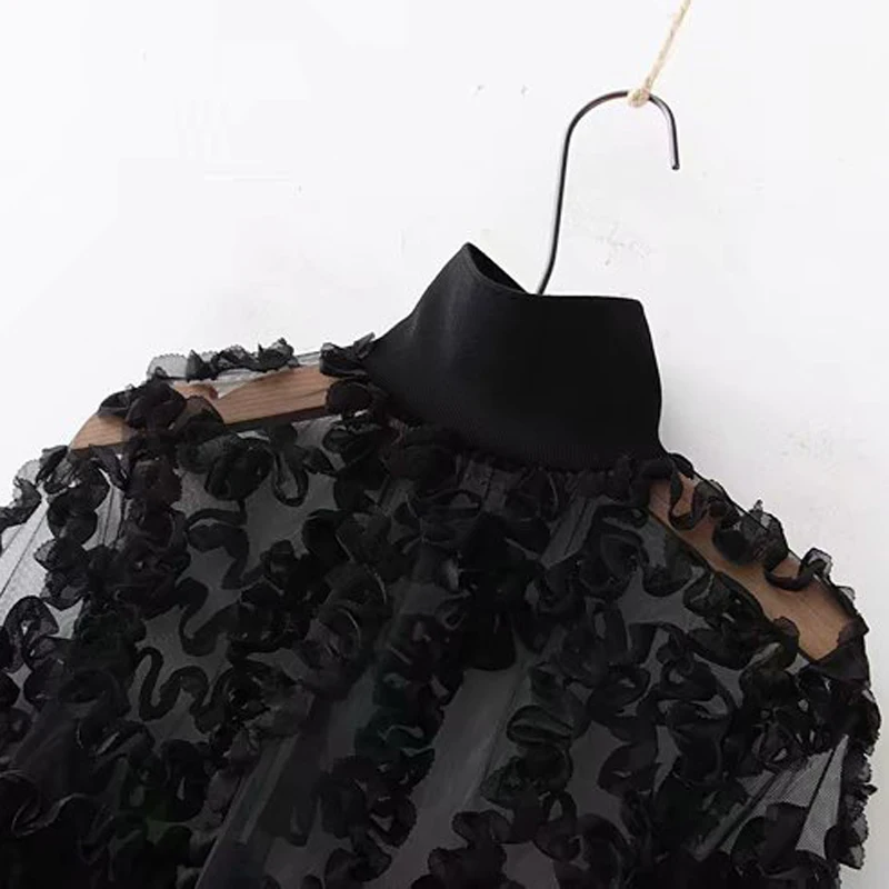 RR Voile Лоскутные прозрачные футболки женские модные топы со стоячим воротником женские элегантные пуловеры женские футболки JH