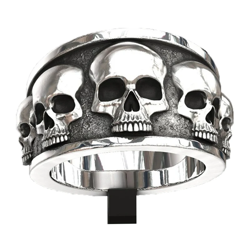 Индивидуальные мужские кольца в стиле панк с черепом, винтажные готические властные кольца с черепом, модные ювелирные изделия в стиле рок, аксессуары