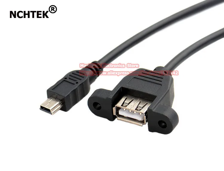 NCHTEK USB 2 0 Женский к MINI 5Pin Мужской кабель для зарядки данных с креплением на панель