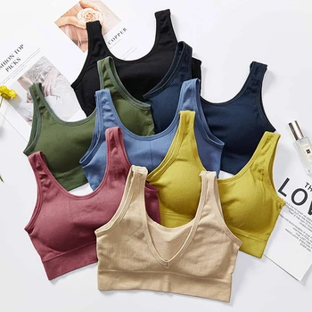 

Seamless Bras Tops Slim For Women Solid Cotton Bralette Comfortable Wireless Brassiere Underwear V Back Female Sexy Lingerie