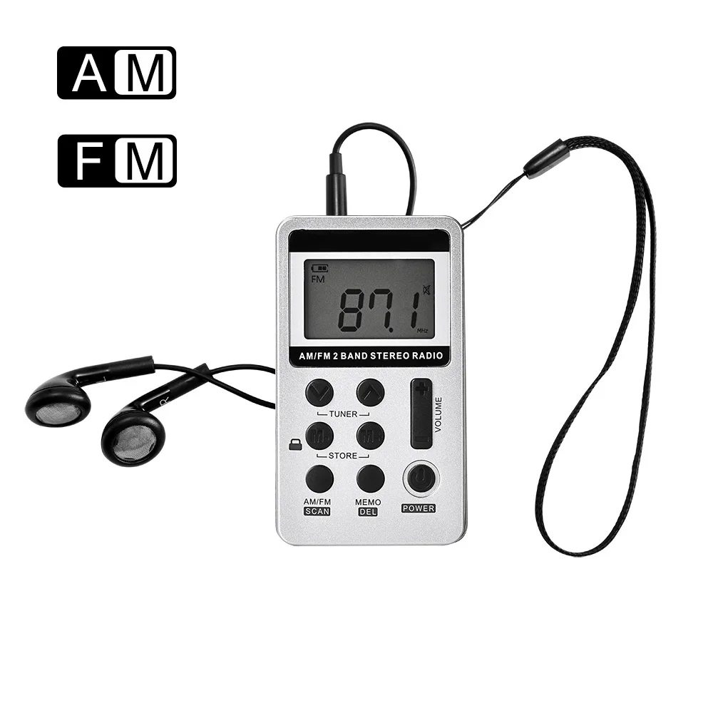 Цифровой карманный радиоприемник AM FM радио портативный стерео большой ЖК-экран радио с кнопкой блокировки наушников дизайн для студентов пожилых