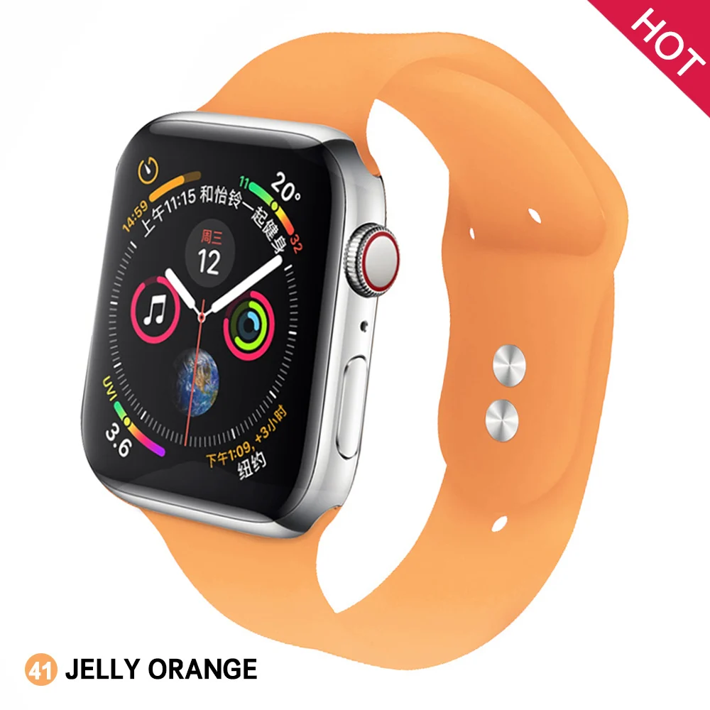 Спортивный мягкий силиконовый сменный ремешок 38 мм от mu sen для Apple Watch версии 1, 2, ремешок 42 мм на запястье, ремешок для iWatch Sport - Цвет ремешка: Jelly orange