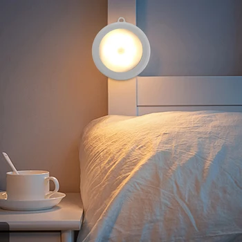 

Smart Night Light Wireless Mini Human Body Induction Lamp Round Lighting Tools Hanging Cage Lampshade Ceiling Light