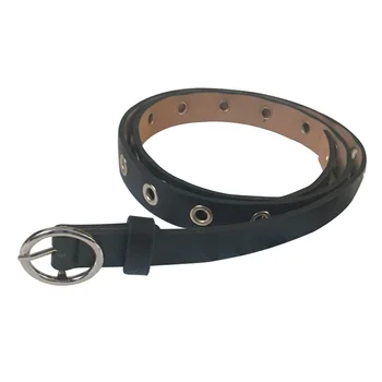 

Waist Fashion Slim Round Buckle Student Adjustable Artificial PU Casual Pin Jeans Decor Women Belt Party Solid