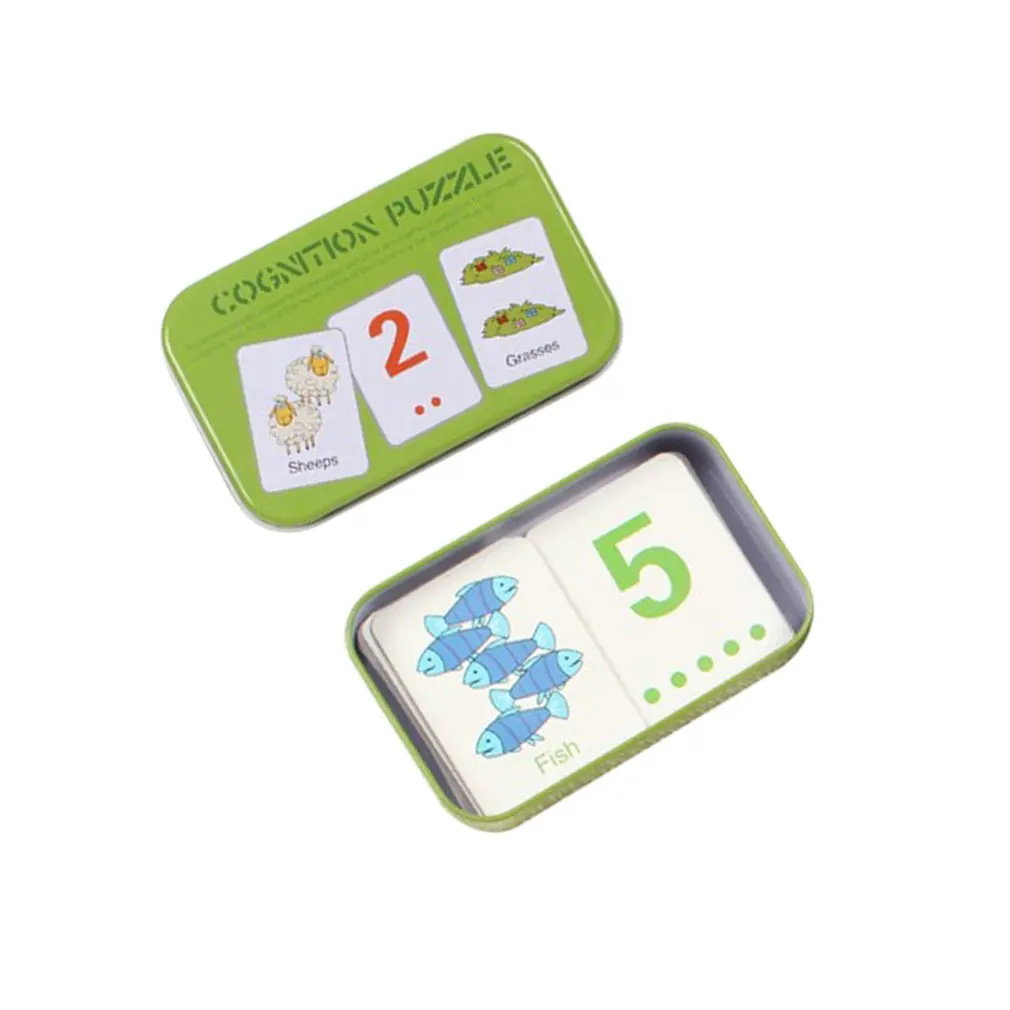 

Baby montessori Learning Card Children Cognitive Card With Iron Box Kids English Learn Tool Educativos Tools Table Game Puzzle