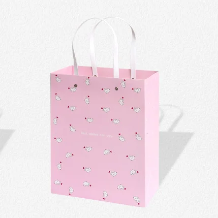 pink Милый Кот Белый Картонный Подарочный мешок мультфильм подарочные сумки с ручками День рождения украшения вечерние сувениры бумажные пакеты для подарков - Цвет: pink