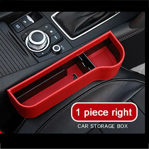 1 Piece Red right Коробка для хранения, органайзер для автомобиля, чехол для сиденья из ПУ, карман для автомобильного сиденья с Боковым Разрезом для кошелька, телефона, монет, сигарет, ключей, карт, универсальный - Название цвета: 1 Piece Red right