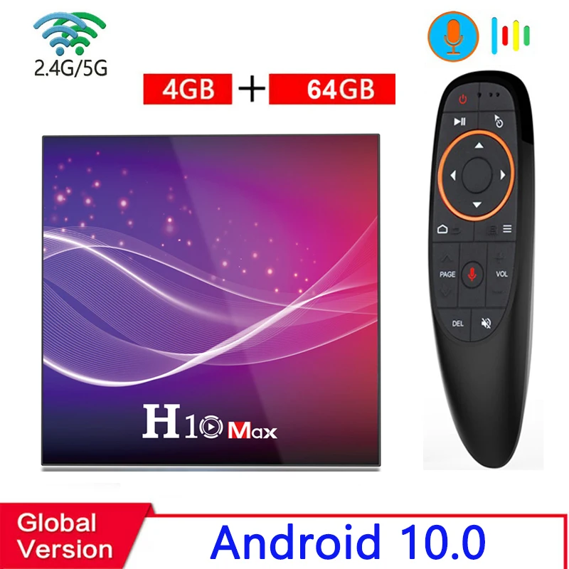 Smart Android 10 0 ТВ коробка H10 MAX BOX 4 32г 64Г 2 4G &amp 5G двухъядерный процессор Wi-Fi 4K 6K Media Player