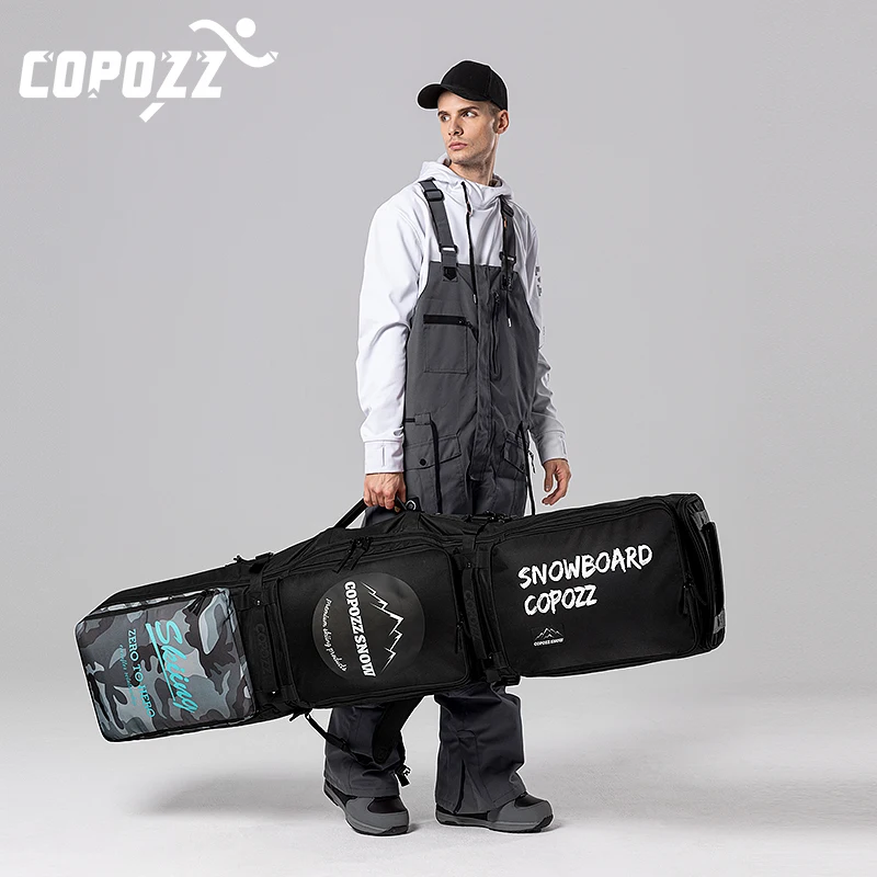 COPOZZ borse da sci per adulti 158cm 168cm borsa da Snowboard a rullo grande con ruote zaino impermeabile borsa a tracolla singola copertura per Snowboard