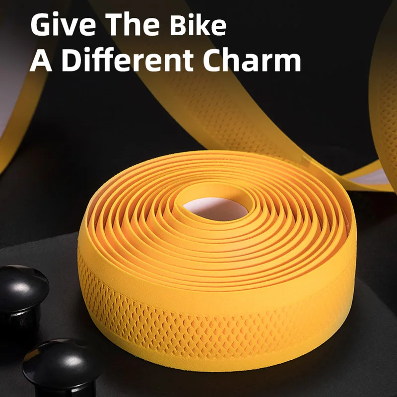 ROCKBROS Bicycle Handlebar Tape Road Bicycle Anti-slip Silica Gel EVA Shock Absorption Handle Bar Tape Cycling Wrap End Plug