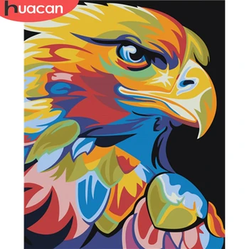 

HUACAN Pictures By Number Animal Drawing Acrylic Gift Home Decor Oil Painting By Number Eagle Handpainted Wall Art