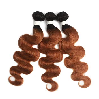 Brazilian Body Wave Bundles With Closure 1B 27 30 Ombre Blonde Brown Human Hair Weave Bundles With Closure Non-Remy Hair SOKU 4