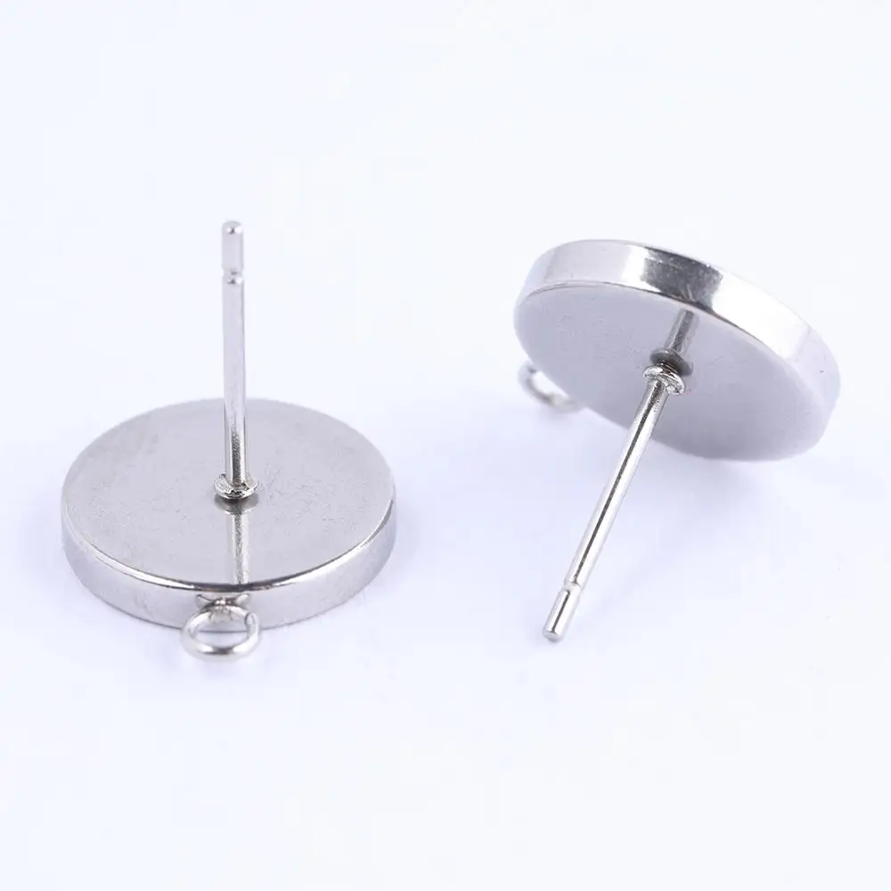 onwear 20pcs stainless steel post earring findings with loop diy earrings connector for jewelry making