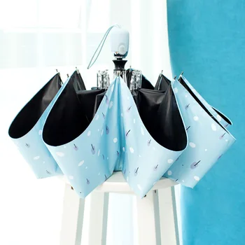 

Art Cute Umbrella Rain Woman Flower Umbrella Black Coating Sunny Three Folding Umbrella Rain Women Automatic Parasol Gift QZH017