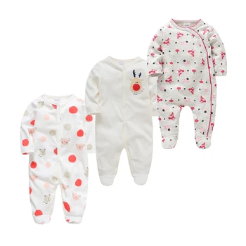 

0-12M Baby Girls Footie 3pcs Jumpsuit Cotton Roupas de Bebe File Cartoon Infant Girls Overall Onesies Toddler Coverall One Piece