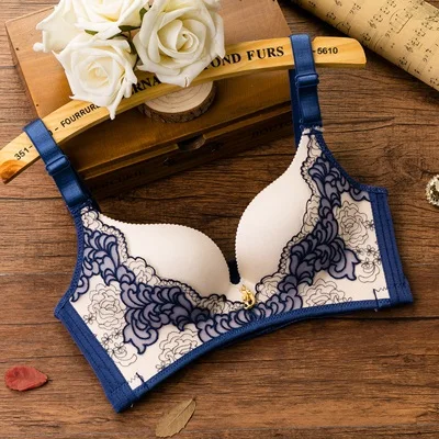 Blue Модный сексуальный кружевной бюстгальтер для женщин, бюстгальтер пуш-ап, бесшовный бюстгальтер без косточек, нижнее белье, регулируемый бюстгальтер, нижнее белье для женщин, женский бюстгальтер - Цвет: Blue