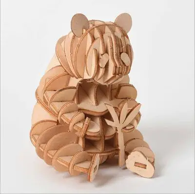Лазерная резка DIY животные Кошка Собака Панда игрушки 3D деревянная головоломка игрушка Сборная модель дерево ремесло наборы украшение стола для детей