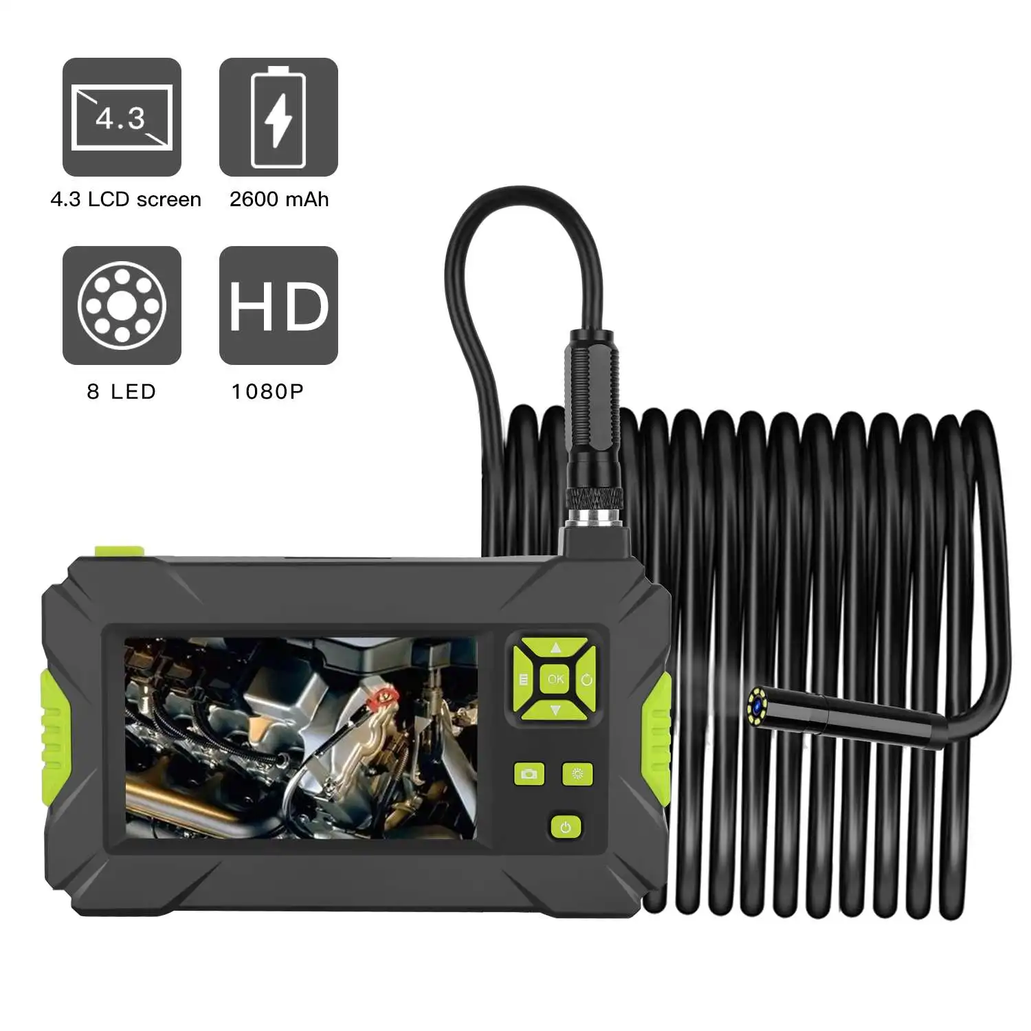 

Newest P30 IP67 Waterproof Endoscope Camera HD 1080P 8mm 8LED Handheld Inspection Endoscope Camera with 4.3inch HD LCD Screen