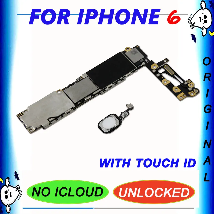 Платы для iPhone 6, 4,7 дюймов, 16g, 32g, 64g, 128g, материнская плата iCloud с технологией Touch ID, установленная логическая плата IOS
