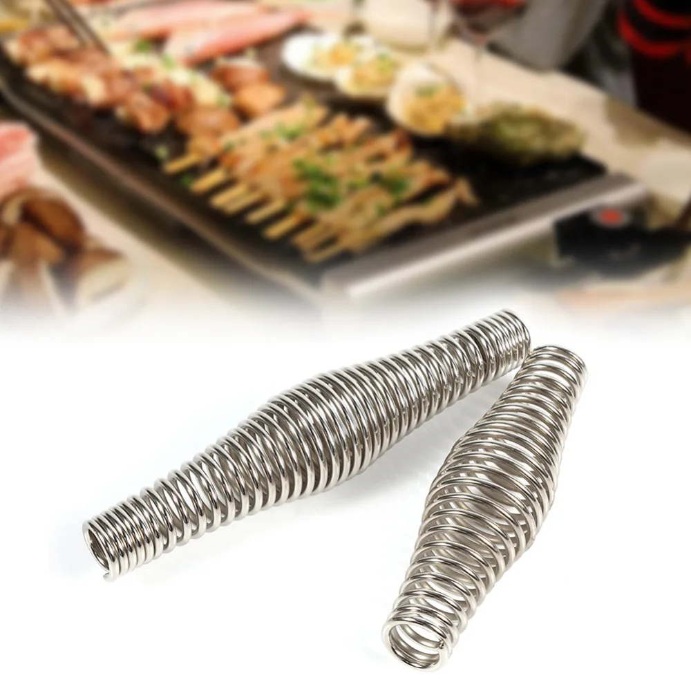 Details about   Stainless Steel Spring Barbecue Elasticity Steel Roll Smoker Grill Accessories 
