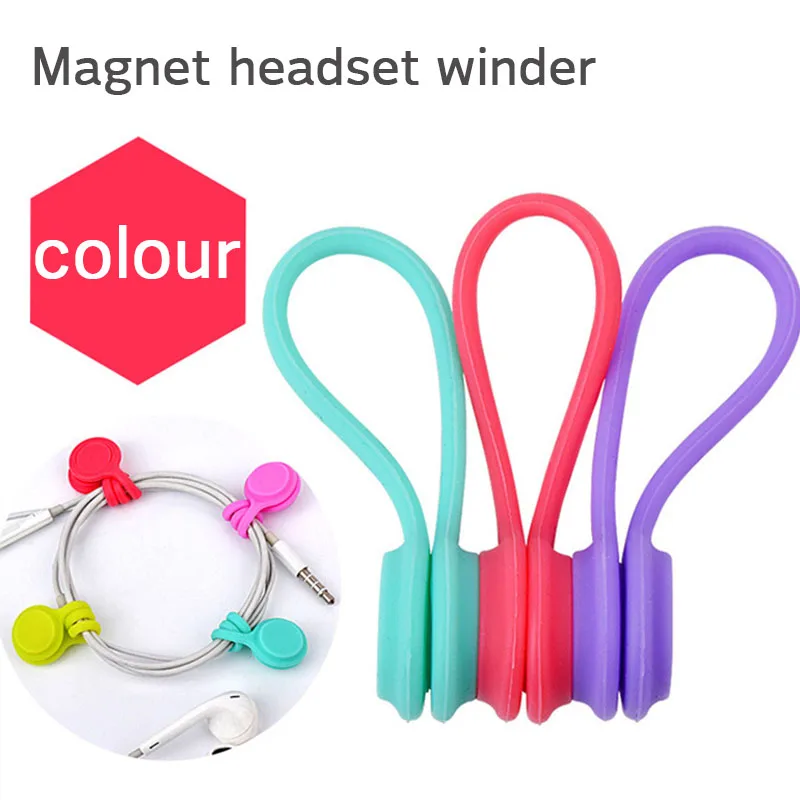

3PCS Soft Silicone Magnetic Cable Winder Organizer Cord Earphone Storage Holder Clips Cable Winder For Earphone For Data Cable