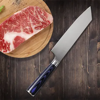

8.5" Western Meat Cleaver Stainless Steel Salmon Fish Slicing Knife Fruit Vegetable Slicer Sushi Cutter Chef Home Kitchen Knives