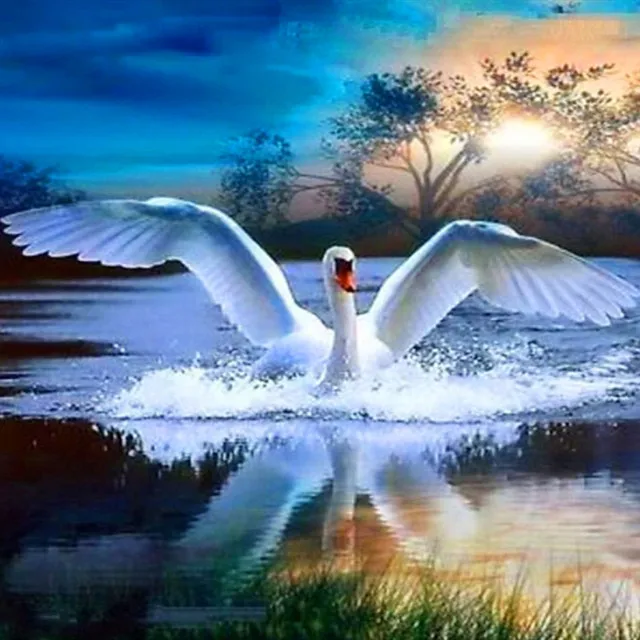 Diamond Painting Swan 5d Diy Mosaic Full Square Round Drill Diamant Of Rhinestone Daimond Embroidery Pictures Sale | Дом и сад