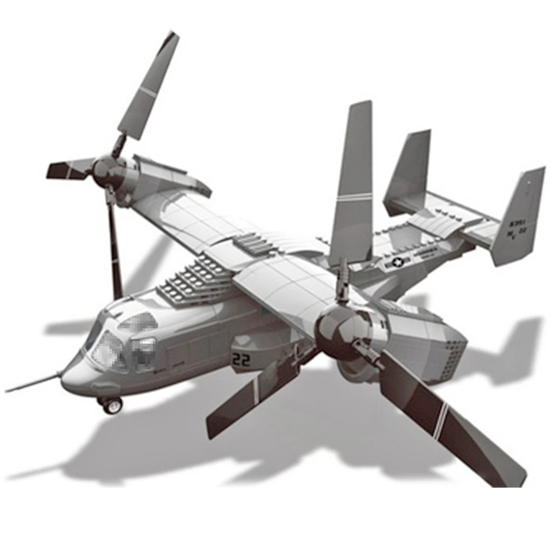 

NFSTRIKE 593Pcs Military DIY Small Particle Building Block Model V-22 Osprey Tilt Rotorcraft Construction Kit Drop Shipping