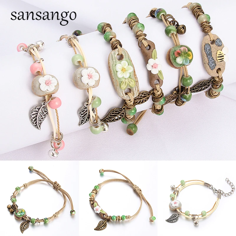 

Fashion Delicate Hand-Woven Ceramic Beads Bracelet Originality Chinese Style Bracelet Adorn Article