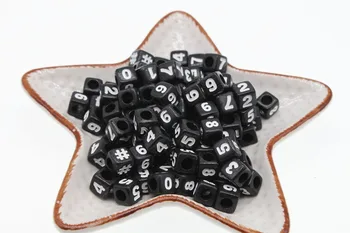 

100Pcs 7mm Acrylic digit square Beads Spacer Beads For Jewelry Making &amp DIY Making Bracelets