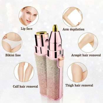 

Protable Body Facial Electric Hair Remover 2 IN 1 Electric Epilator Eyebrow Trimmer Mini Lady Body Facial Painless Hair Removal