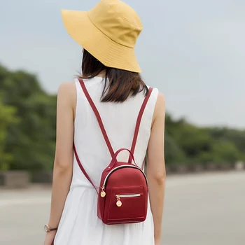 

Newly Women Backpack Bag Zipper Large Capacity PU Leather Fashion for Travel Mobile Phone DOD886