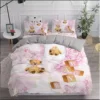 Home Textile Teddy Bear Flower Pattern Bedding Set Simple Bedspread Pillowcase Home Textile Children Adult Bedroom Decoration 3