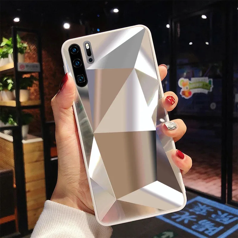 Алмазный 3D зеркало телефона чехол s для huawei P20 Pro P30 Lite P Smart Z Y5 Y6 Y7 Y9 Prime Коврики 10 20 30 Lite Honor 10i 20i чехол - Цвет: Серебристый