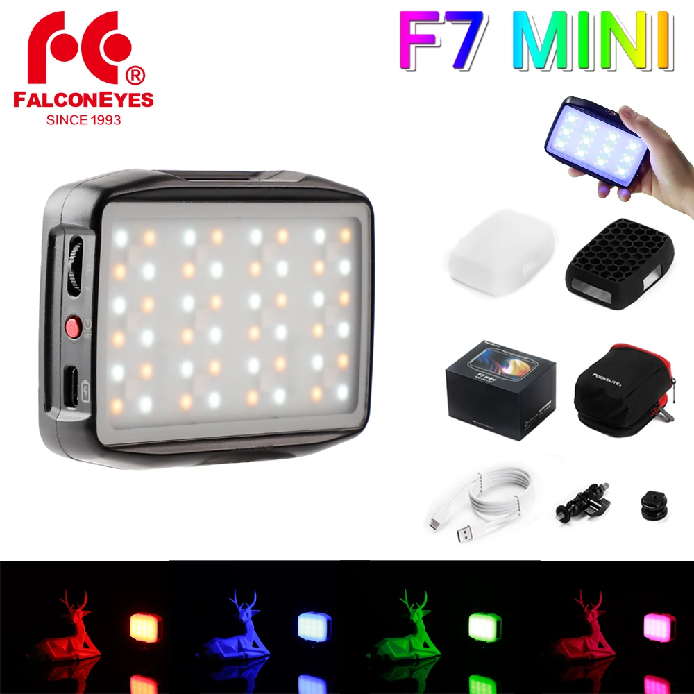 Lâmpada de Preenchimento Portátil para Estúdio Luz na Câmera Falcon Olhos Mini Bolso Rgb Led Vídeo Youtube Vlog Fotografia Iluminação f7 5w - Image 2