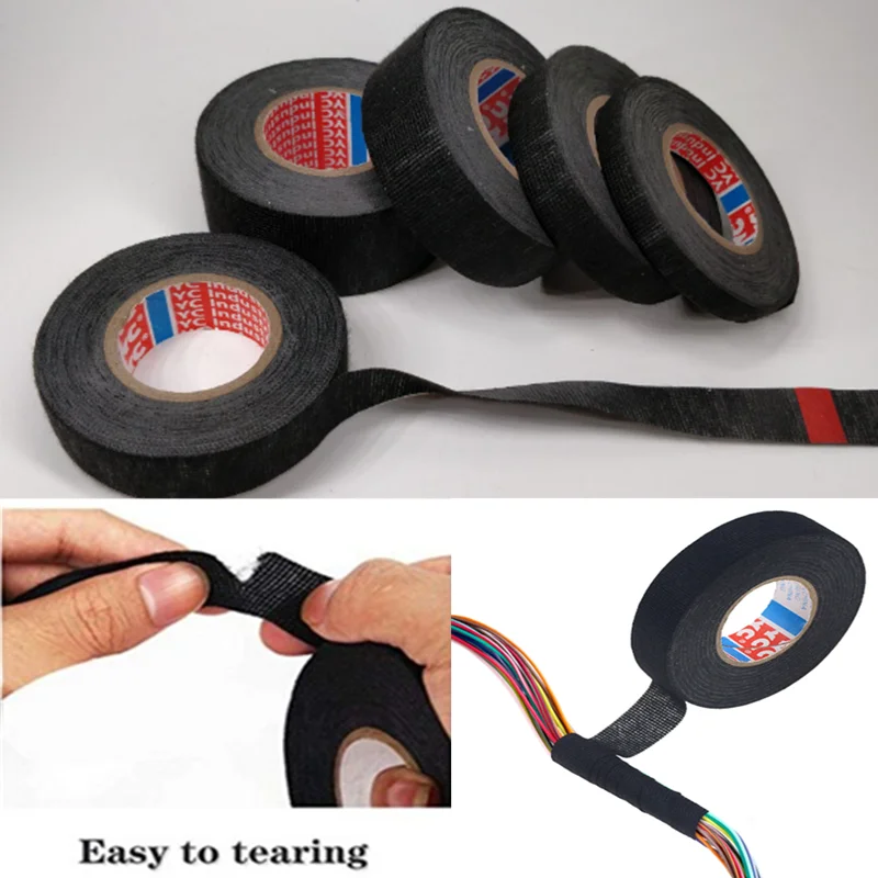 

15m Wire Loom Harness Tape Adhesive Cloth Tape Cable Management Winder for Electrical Wire harnessing Noise Damping Heat Proof