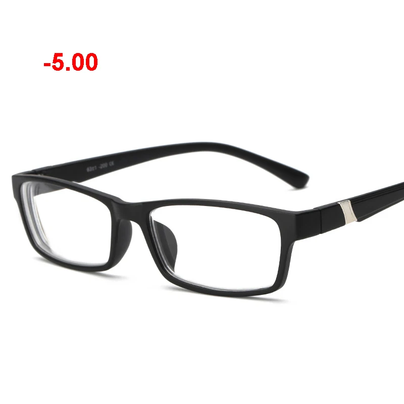 black -5.00 Очки для женщин и мужчин с оптической отделкой от близорукости, по рецепту прямоугольные оправа для очков близорукие модные очки прозрачные очки - Цвет оправы: black -5.00