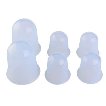

6pcs Silicone Cupping Massage Tools Pro Body Facial Therapy Cupping Cups - 2Ppcs*XL + 4pcs*L (Transparent White)