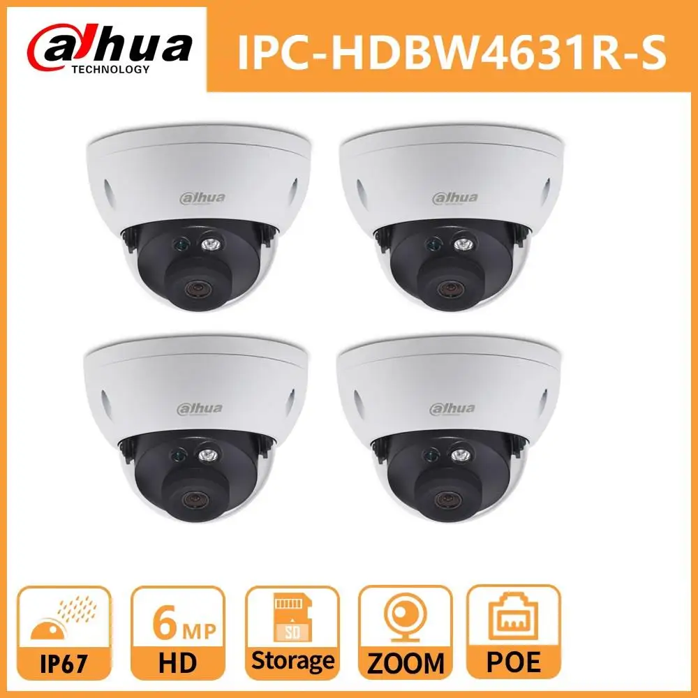 Dahua IP камера 6MP CCTV IPC HDBW4631R S купольная сетевая IK10 IP67 водонепроницаемая с POE SD слотом