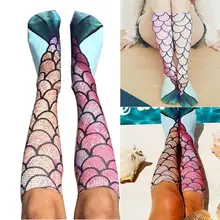 Женские носки с принтом русалки, Гольфы 50 см, повседневные носки, как на картинке