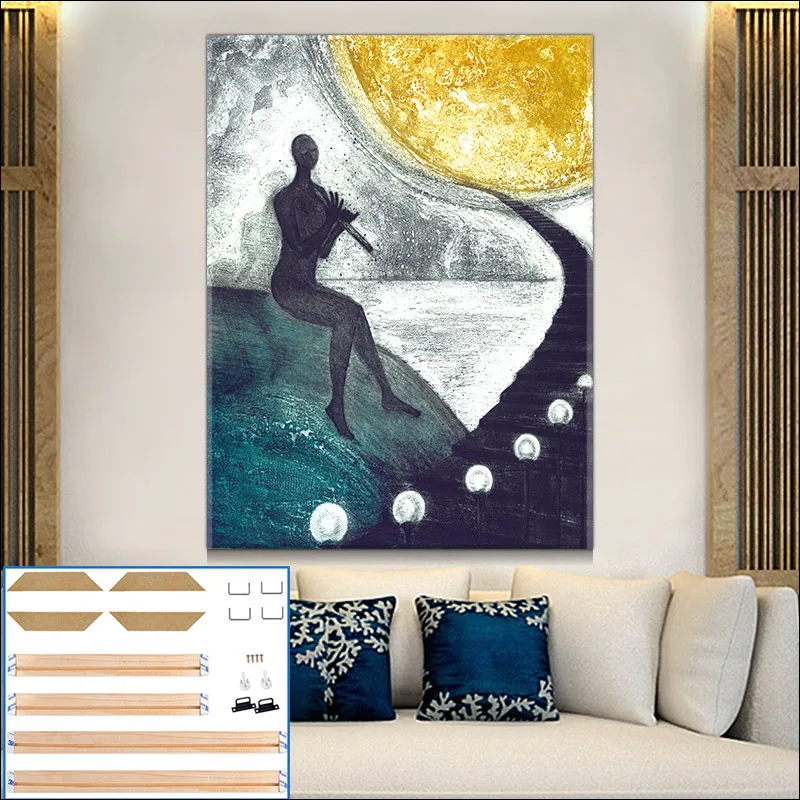 

Modern abstract figure painting posters DIY Frame mural Log frame Wall painting Un framed Bedroom murals Printing canvas