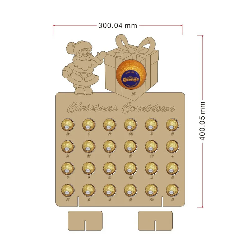 Деревянный рождественский календарь ручной работы, выдолбленный обратный отсчет, рождественская елка, лось, шоколадная подставка, держатель, домашний декор, 1 шт - Цвет: 6